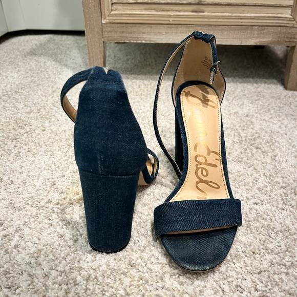 Sam Edelman Yaro / Daniella Denim Block Heel Sandal Navy Size 7 - Picture 1 of 7